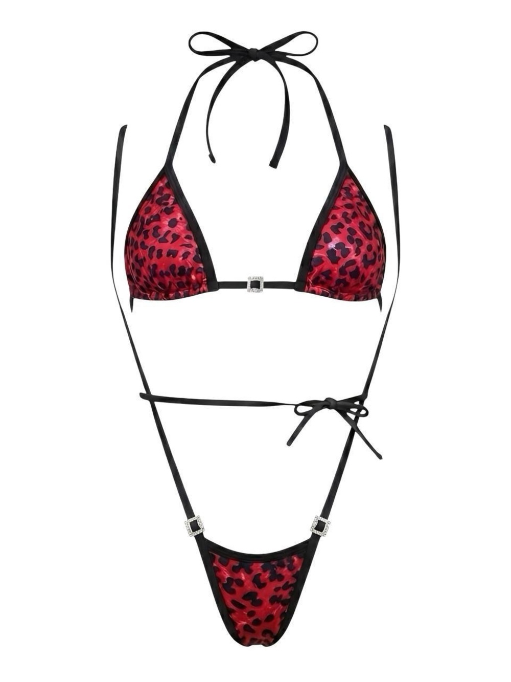 GrlFriday Shop Red & Black Leopard Slingshot Bikini